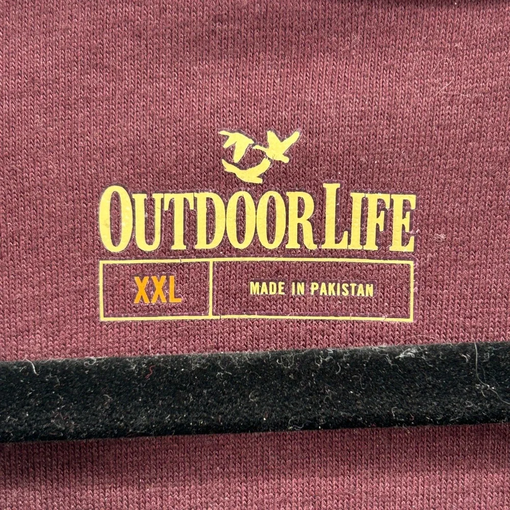Outdoor Life Burgundy Waffle Knit Long Sleeve Henley Shirt Men XXL Casual Rustic